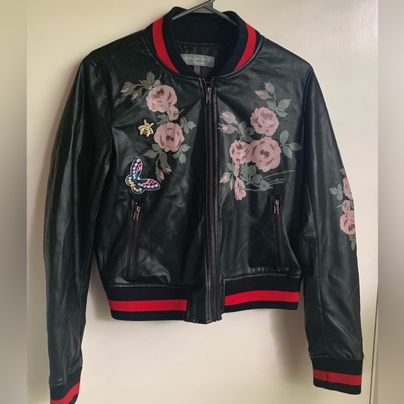 Embroidered faux leather jacket - Picture 2 of 5